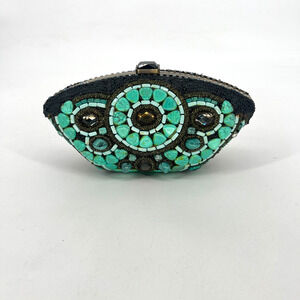Mary Frances Jeweled Handbag Clutch Stone Minaudiere Beaded Boho Vintage‎ Gem